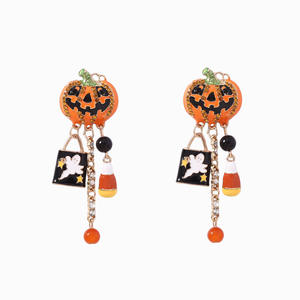 Nuevo Halloween creativo moda aceite goteo divertido circón incrustaciones calabaza calavera borla señoras pendientes - Product Image 6