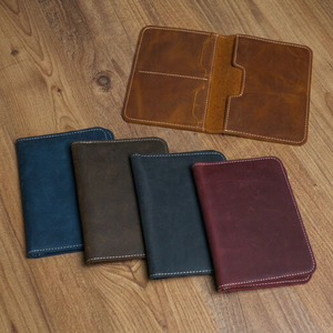 Fashion Genuine Leather Eco-Friendly Passport Holder Travel <b>Wallet</b> <b>RFID</b> <b>Blocking</b> Plain Daily Use Custom Logo Passport Cover Case - Product Image 1