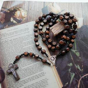 Corona de <span class=keywords><strong>La</strong></span> Paz Rosario Medjugorie Cuentas cuadradas de madera Cruz de San Benito Rosarios hechos a mano <span class=keywords><strong>para</strong></span> orar - Product Image 4