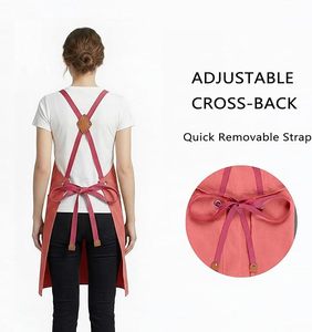 Tablier de travail imperméable en toile rouge brique pour barista, chef, cuisine, <span class=keywords><strong>café</strong></span>, salon de coiffure, bar, avec logo personnalisé, rouge corail - Product Image 3