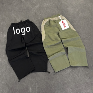 Ensembles pour hommes Veste à col rabattu avec fermeture éclair et couleur contrastée Pantalon à jambes larges 2025 Survêtements de sport pour hommes <span class=keywords><strong>en</strong></span> polyester - Product Image 3
