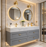 Meuble de salle de bain mural moderne à 4 tiroirs, armoire de salle de bain en PVC pour un rangement propre et pratique