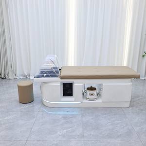 Chaise de shampooing de salon moderne de luxe avec rangement intégré, éclairage LED, table de thérapie confortable pour les traitements de beauté en spa, utilisation en salle de bain - Product Image 5