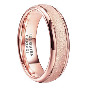 하이 퀄리티 로즈 골드 골드 블랙 도금 샌드 블라스트 텅스텐 반지 여성 남성 패션 약혼 웨딩 밴드 - Product Image 4