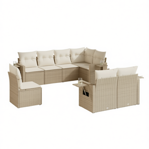 Ensemble de canapés de jardin d'extérieur beige en rotin PE pliable, design contemporain pour mobilier de patio - Product Image 1