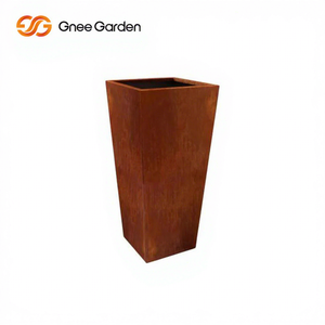 Grand pot de fleurs en acier corten résistant à la corrosion, de forme carrée, de 15 pouces, style minimaliste, pour extérieur, jardin, hôtel - Product Image 1