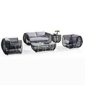 <span class=keywords><strong>Set</strong></span> di Sedute <span class=keywords><strong>da</strong></span> <span class=keywords><strong>Giardino</strong></span> in Alluminio Resistente alle Intemperie con Telaio in Metallo <span class=keywords><strong>Nero</strong></span> per Esterni - Product Image 1