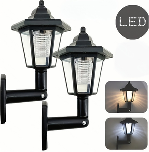 5W <span class=keywords><strong>solare</strong></span> esagonale nero lampada <span class=keywords><strong>da</strong></span> parete per <span class=keywords><strong>giardino</strong></span> a risparmio energetico lanterna esterna per corridoi vialetti cortili facile installazione - Product Image 1