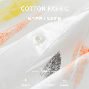 Chemise à manches courtes pour homme, coupe ample, en pur coton, légère, respirante, imprimé graffiti artistique, chemise décontractée, quotidienne, plage, streetwear, haut - Product Image 3