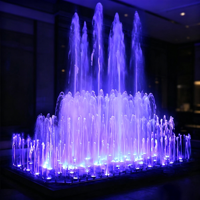Fontaine musicale extérieure personnalisée en acier inoxydable avec jets d'eau synchronisés et LED RGB étanches IP68