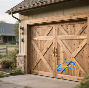 Portes <span class=keywords><strong>de</strong></span> <span class=keywords><strong>garage</strong></span> coulissantes LongTai à économie d'énergie, en bois <span class=keywords><strong>de</strong></span> noyer noir 9x8, avec rails en aluminium et fenêtres doubles en verre <span class=keywords><strong>sur</strong></span> le dessus - Product Image 6