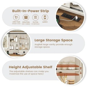 Bureau de table de maquillage <span class=keywords><strong>rustique</strong></span> avec lumière LED et <span class=keywords><strong>coiffeuse</strong></span> à tiroir avec miroir pour meubles de maison de chambre à coucher - Product Image 6