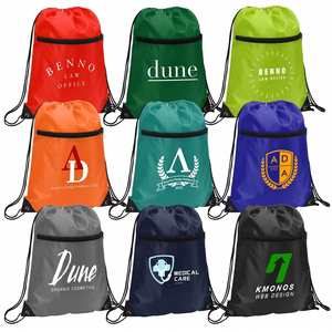 Factory Wholesale Waterproof Polyester <b>Drawstring</b> Bag Small Casual <b>Drawstring</b> <b>Backpack</b> Bag with Zipper - Product Image 1