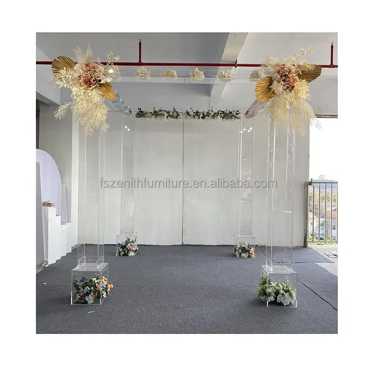 Décor de scène de mariage en arc carré transparent, bâche en acrylique, canopée, décor de meubles arrière-plan