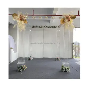 Bruiloft Stadium Decoratie Vierkante Clear Arch Acryl Luifel Mandap Choepa Achtergrond Meubels Decor