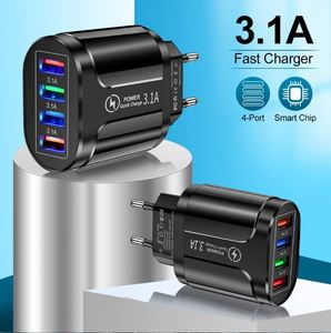 2024 New Arrival Luminous 4USB Electric Fast Charger QC3.0 15W PC Fireproof Material Travel Charger for Mobile Phone Smart Watch - Product Image 3