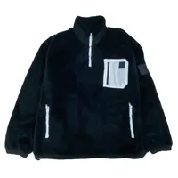 Benutzer definierte Herren Stehkragen Polar Fleece Jacke Blank Warme Sherpa Mantel Quarter Zip Hoodie Brusttasche Sweatshirt Jacke