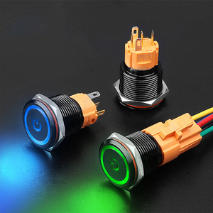 Lanboo 19 Mét IP65 Led xe 9-24V đẩy nút chuyển đổi thắp sáng không thấm nước chốt kim loại 1No 1Nc 5-Pin Made Brass thép không gỉ - Product Image 1