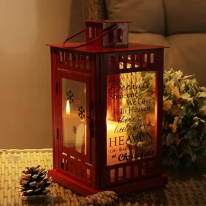 Lanterne à bougie en métal de Noël de conception chinoise KD réutilisable Lanternes pliantes en gros avec poignées