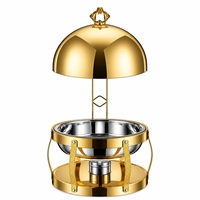Plat à réchaud rond doré luxueux Liyunda pour buffet, équipement de traiteur, chauffe-plats avec couvercle suspendu pour fête