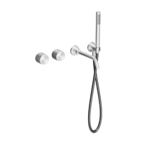 Robinet de baignoire encastré en laiton doré brossé de style américain, installation murale intégrée, ensemble de douche chaud/froid intégré