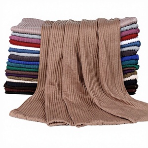 Nouveau Hijab Long Monochromatique Safali en Jersey Simple Froissé pour Femme, Fourniture Directe Usine, Coton Mercerisé Plissé - Product Image 2