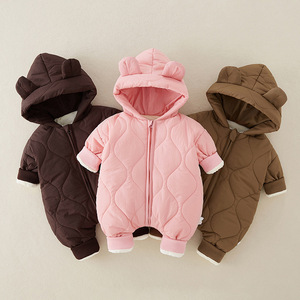 Combinaison d'hiver à capuche pour nouveau-nés filles et garçons, salopette chaude pour bébés, manteau de neige pour enfants, combinaison ours pour tout-petits, vêtements d'extérieur - Product Image 2