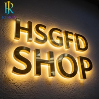 Superbe enseigne lumineuse 3D à lettres rétroéclairées en LED, miroir doré, enseigne lumineuse LED pour entreprise, restaurant, devanture de magasin, enseigne extérieure