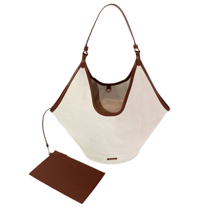 Custom Canvas Shoulder <b>Bag</b>, Ladies <b>Slouchy</b> Tote with Leather Trim, Promotional <b>Bag</b> Wholesale - Product Image 5