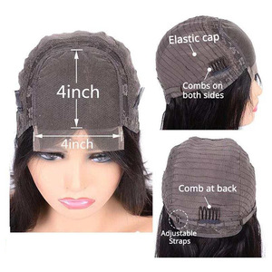 Cabello trenzado real color natural BOB tocado 4*4 pelucas de cabello humano de encaje tejido a mano tocado de encaje frontal - Product Image 5