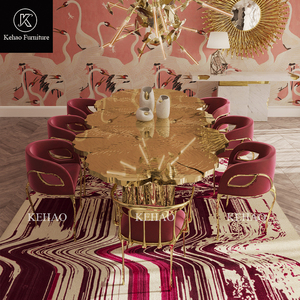 Boca Design Gold Messing Esstisch Unregelmäßiger Zeitgenössischer Edelstahl Goldene Baumwurzeln Esstisch für 10/12 Personen - Product Image 2