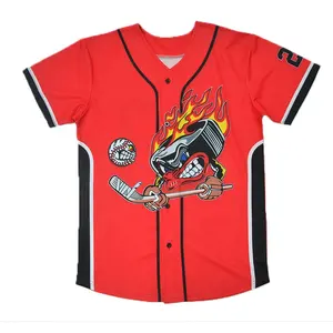 Stylish sublimated baseball uniforms custom OEM service red and black baseball &softball jerseys