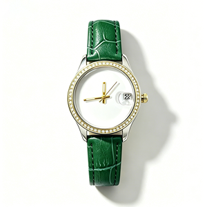 Reloj de Mujer con Foto Personalizada, Esfera en Blanco, Ventana de Fecha, 6 Colores, Correa de Cuero de Bambú, para Regalo Promocional Corporativo - Product Image 1