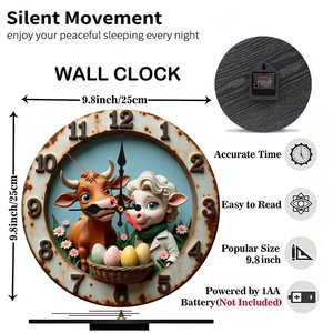 <b>Round</b> Wooden Wall Clock 25x25Cm Silent Modern Living Room Decor Clock - Product Image 3