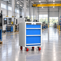 Chariot à outils mobile 3 tiroirs verrouillables, capacité de charge industrielle, poignée ergonomique, OEM ODM, panneau perforé, garage, atelier, armoire auto