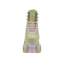 Chaussures de patinage à roulettes quad pour enfants, en PVC, avec frein, roues en PU, décorées de strass, pour intérieur, DIY