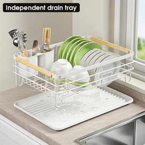 Accessoire de cuisine en fil métallique une couche assiette de séchage bol tasse cuillère support de rangement organisateur avec plateau d'égouttage - Product Image 2