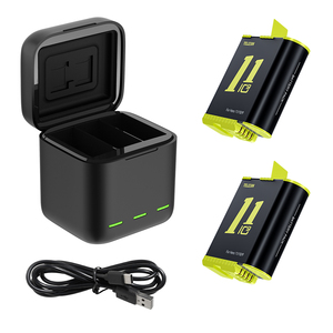 Kit Caricabatterie Telesin a 3 Slot e 2 Batterie con Funzione di Archiviazione Schede TF e Batterie per GoPro Hero <span class=keywords><strong>11</strong></span> - Product Image 1