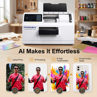 PodNEX A3 DX7 Printer Flatbed All-In-One Otomatis Baru dengan Tinta UV CMYK 2400 DPI Kontrol Android untuk Casing Ponsel/AirPods PVC Kecil