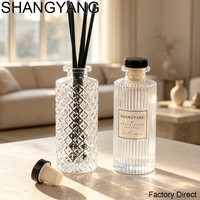 SY Nouvelle Bouteille en Verre Transparent Blanc de Luxe 150ml 5oz pour Bâtonnets Parfumés, Diffuseur d'Arômes d'Ambiance avec Coffret Cadeau