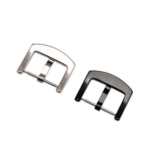 Hebilla de presión al por mayor para correas de reloj de silicona, de acero inoxidable, de 14 mm a 26 mm, en negro y plata, hebilla metálica para reloj - Product Image 3