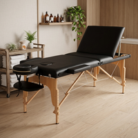Table de massage pliante portable en bois réglable avec revêtement en cuir synthétique moderne pour massages – Offre spéciale
