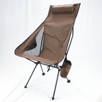 Chaise pliante de type lune pour adulte à dossier haut en alliage d'aluminium avec sac de rangement et poches pour gobelets, qualité garantie pour une utilisation en extérieur