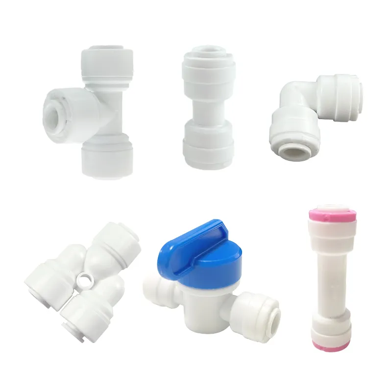 1/4 Tube O.D Quick Fitting Push Lock R O Water System Tee Elbow Straight Union Connector Y Shape POM Material Ball Valve