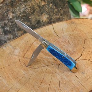 Traditional 2-in-1 Double Blade Folding <strong>Knife</strong> Ox <strong>Bone</strong> <strong>Handle</strong> Camping Outdoor Survival Self-Defense EDC Pocket <strong>Knife</strong> - Product Image 1