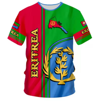 T-shirt avec motif du drapeau de l'Érythrée, vente en gros, personnalisable, décorations pour événements sportifs, accessoires pour supporters sur le thème du drapeau national