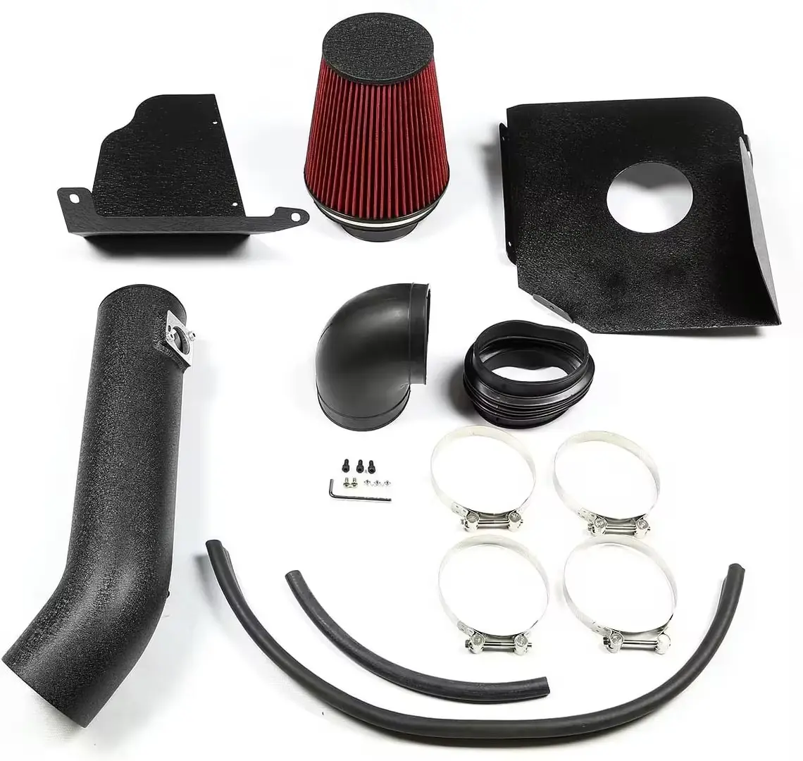 Cho 2009-2010 Ford F-150 4.6L hiệu suất không khí lạnh intake hệ thống Bạc nhôm thép không gỉ màu đỏ bông gạc