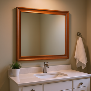 Miroir de salle de bain rectangulaire traditionnel mural LaVita Oak de Glory Furniture, avec cadre en bois durable - Product Image 2