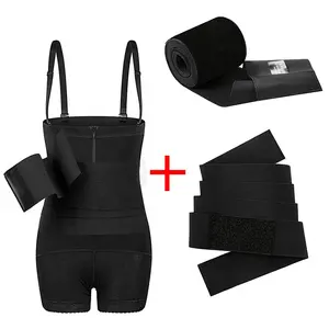 7066 2 in 1 High Waist Butt Lifter Tummy Control Compression Bodysuit Full Body Shaper for Women with Detachable Waist Wrap