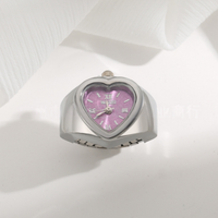 Cincin Jam Tangan Minimalis Bentuk Hati Angka Romawi Quartz Mini Wanita Bahan Stainless Steel